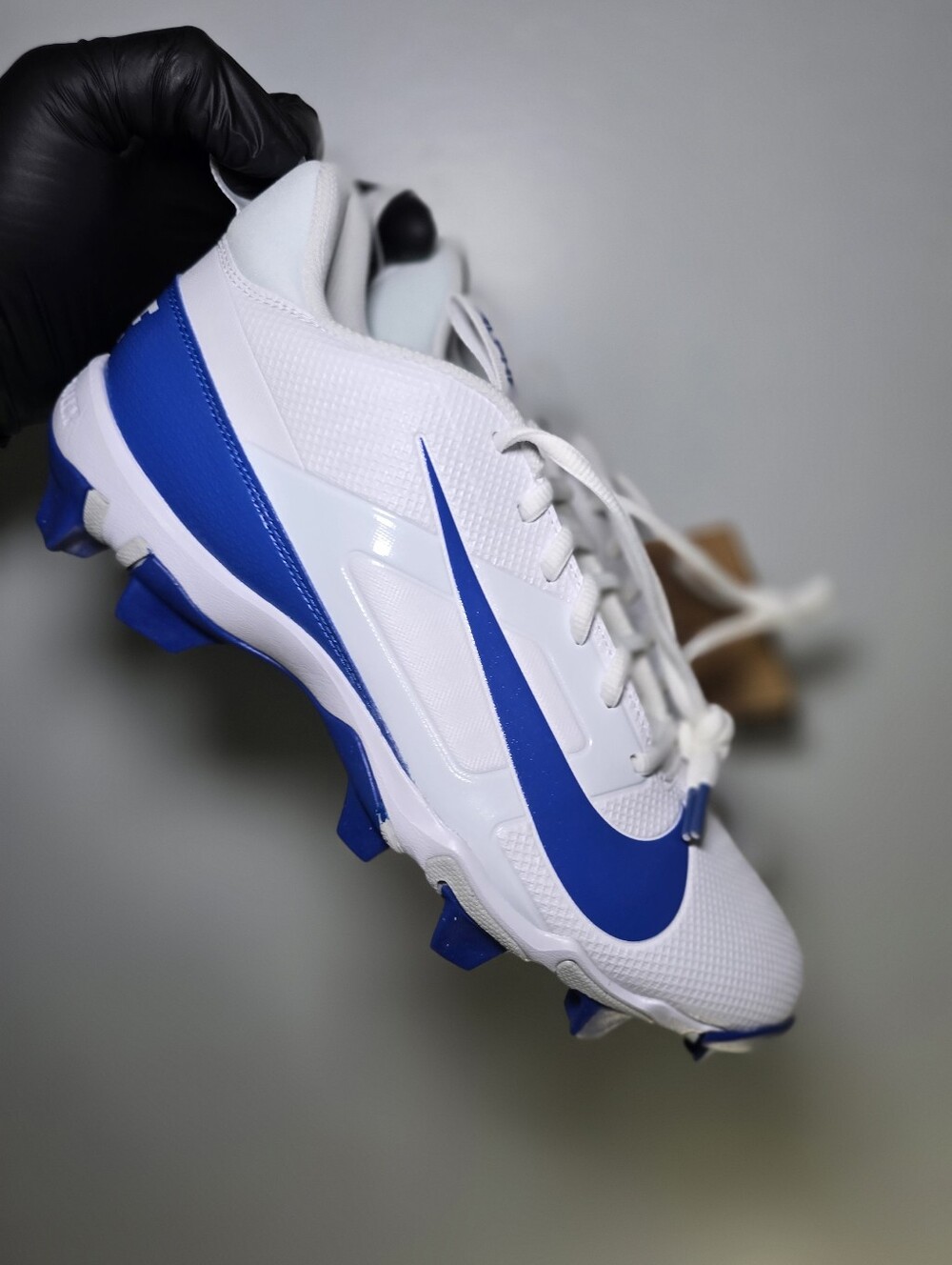Nike Alpha Menace 4 Shark Football Cleats White Blue FN0028-103 Mens Size 10
